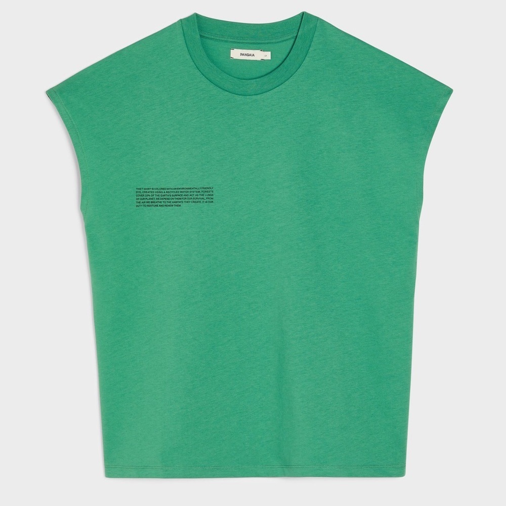 Pangaia 365 Midweight Cropped Shoulder Green Muscle Tee Size XL - Picture 2 of 10